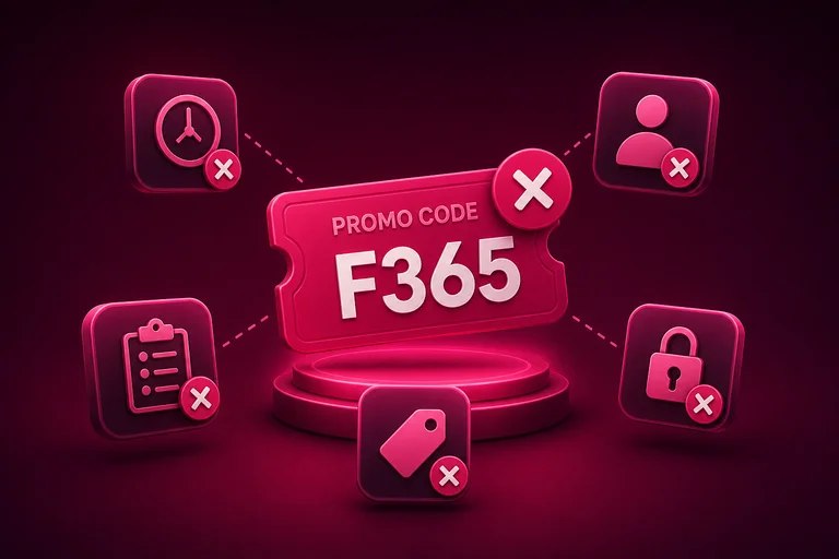Причини відхилення промокоду F365 — завершений строк дії, неточність у написанні, поповнення нижче мінімуму, дублювання активації або обмеження акаунту
